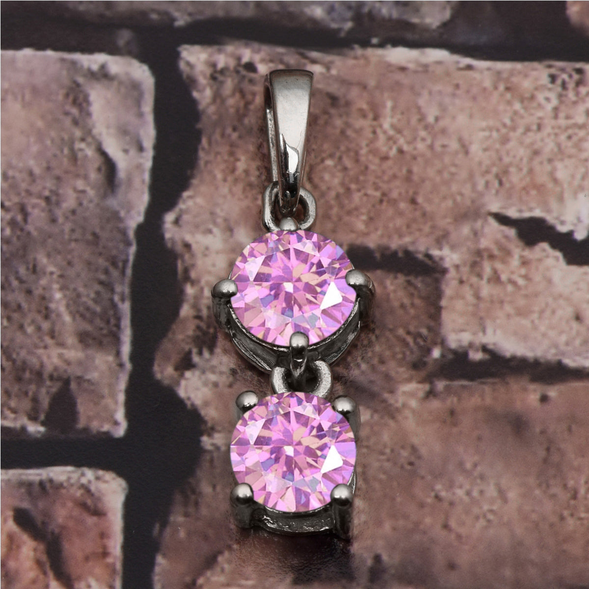 Two Round Stone Multi Choice Gemstone Pendant