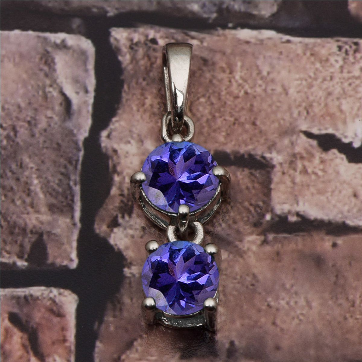 Two Round Stone Multi Choice Gemstone Pendant