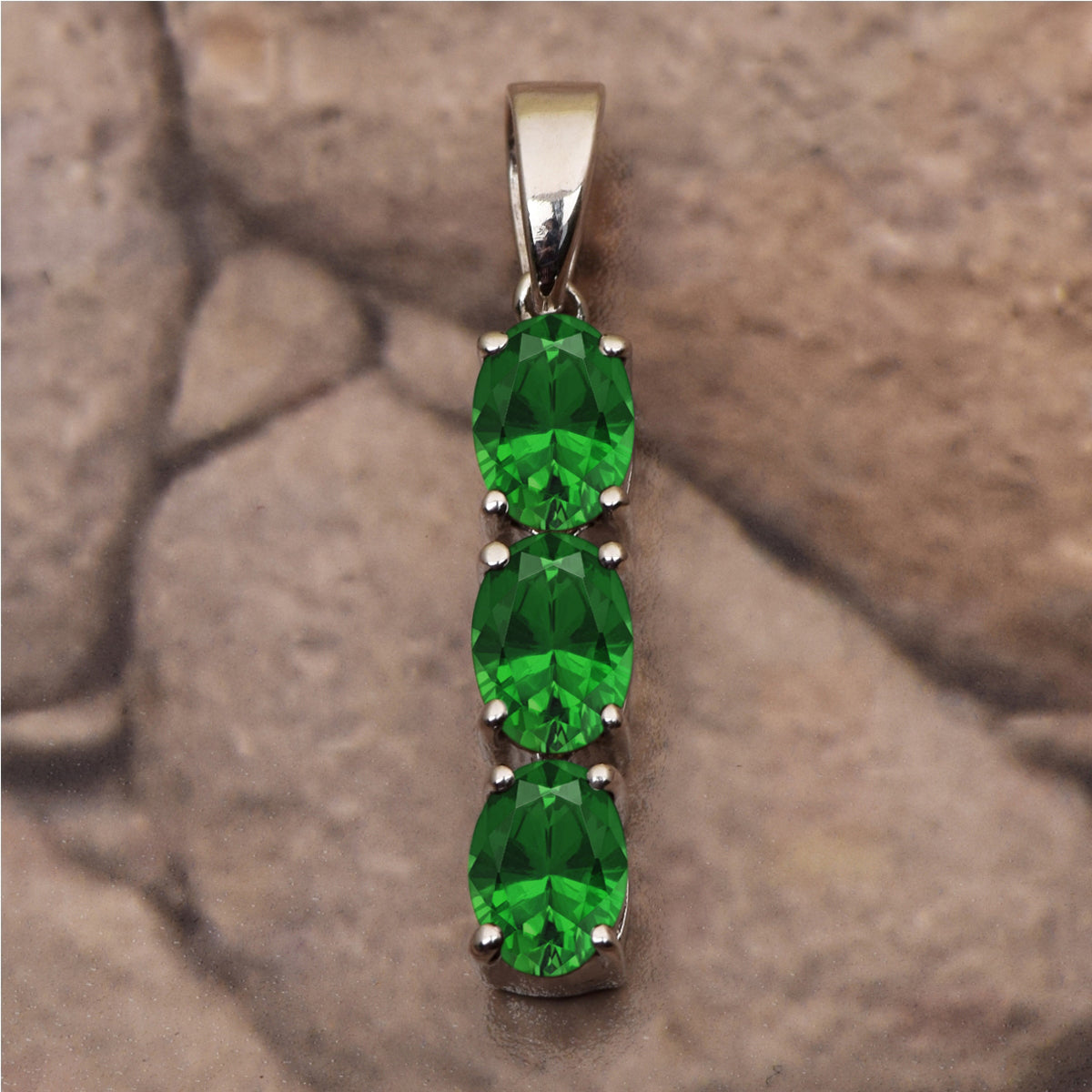 Three Oval Stone Multi Choice Gemstone Pendant