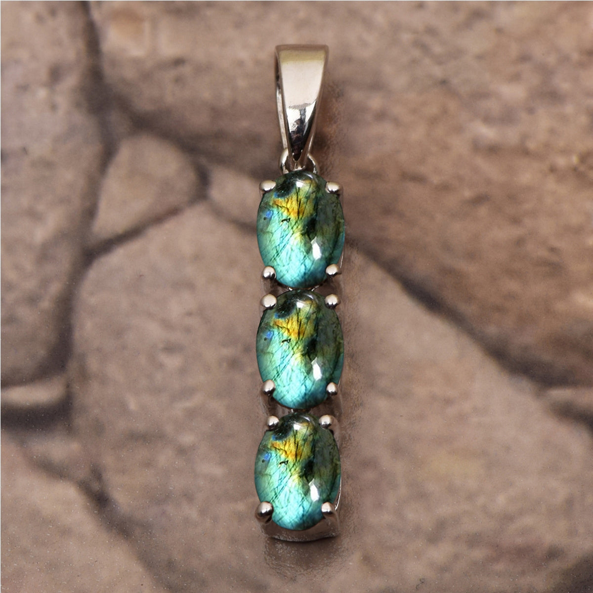 Three Oval Stone Multi Choice Gemstone Pendant