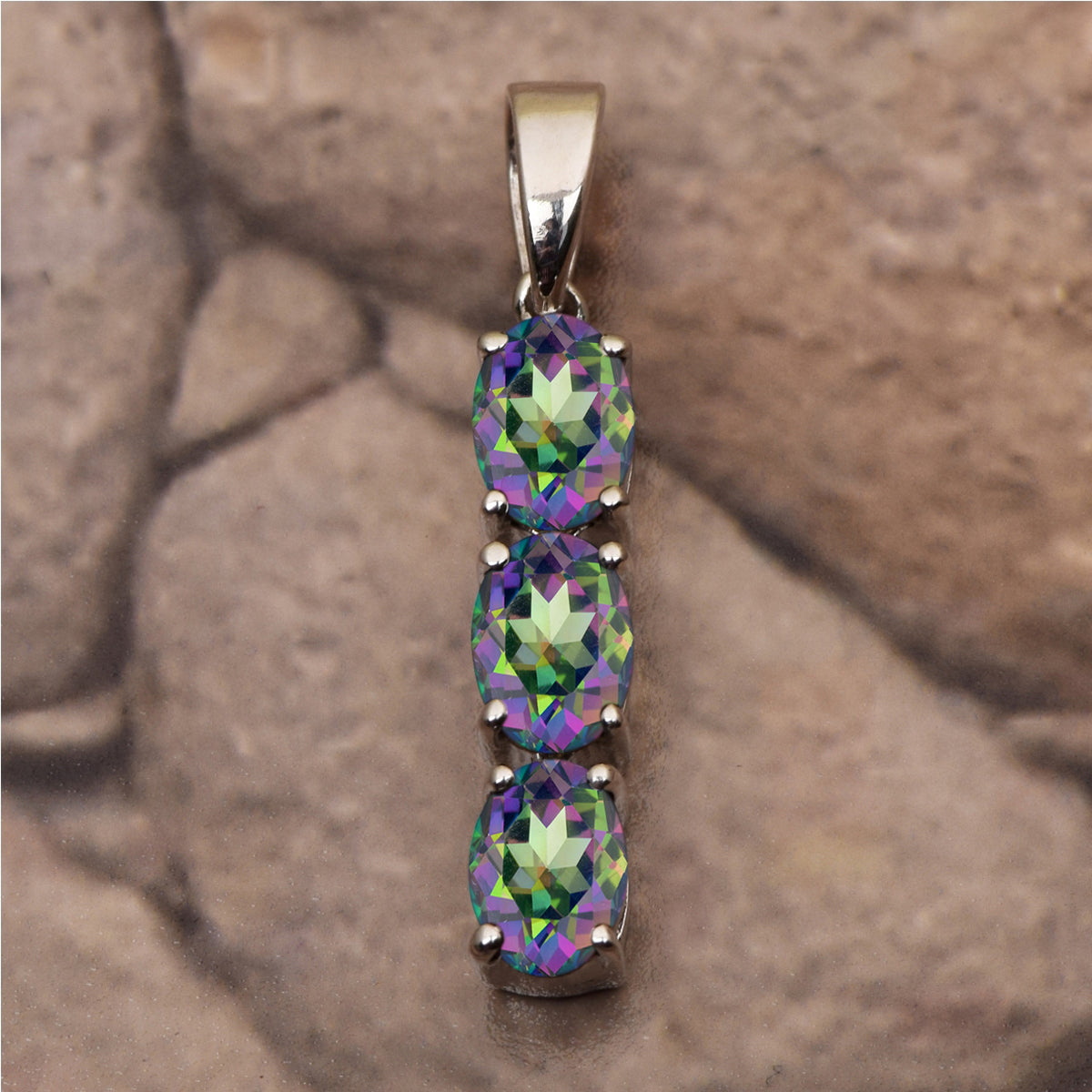 Three Oval Stone Multi Choice Gemstone Pendant