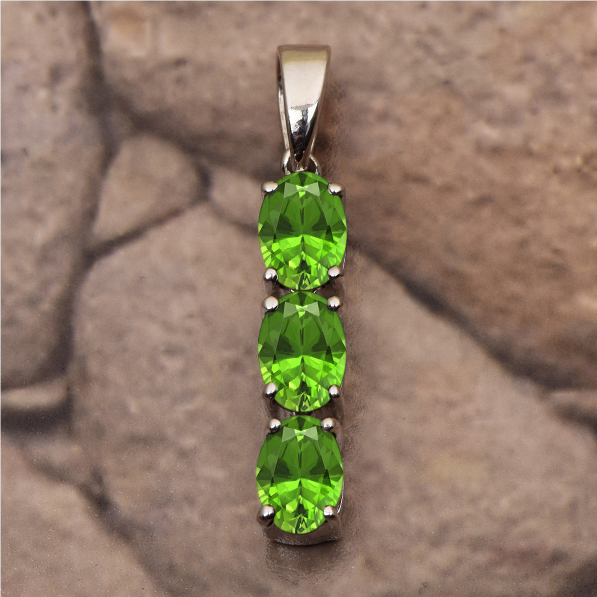 Three Oval Stone Multi Choice Gemstone Pendant