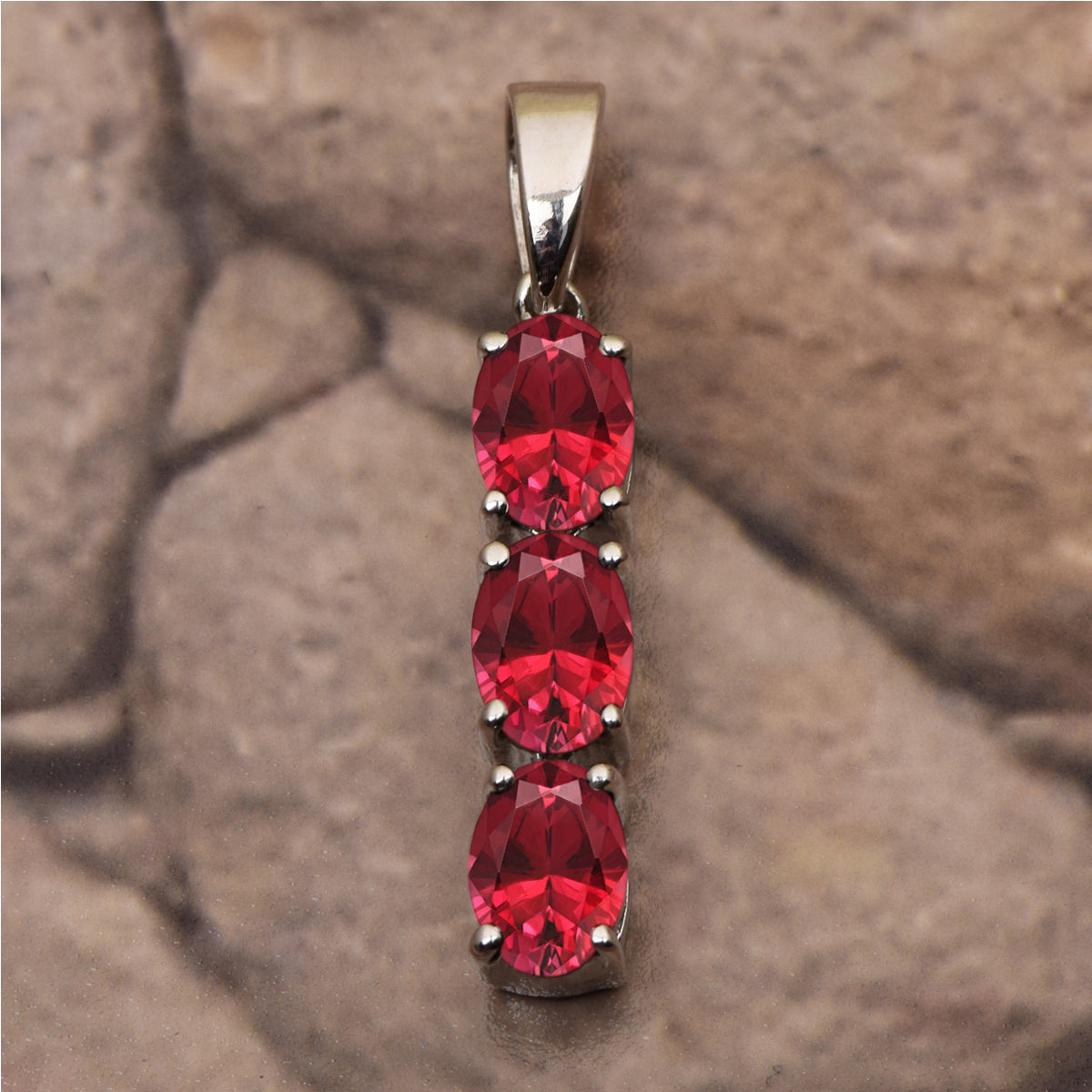 Three Oval Stone Multi Choice Gemstone Pendant