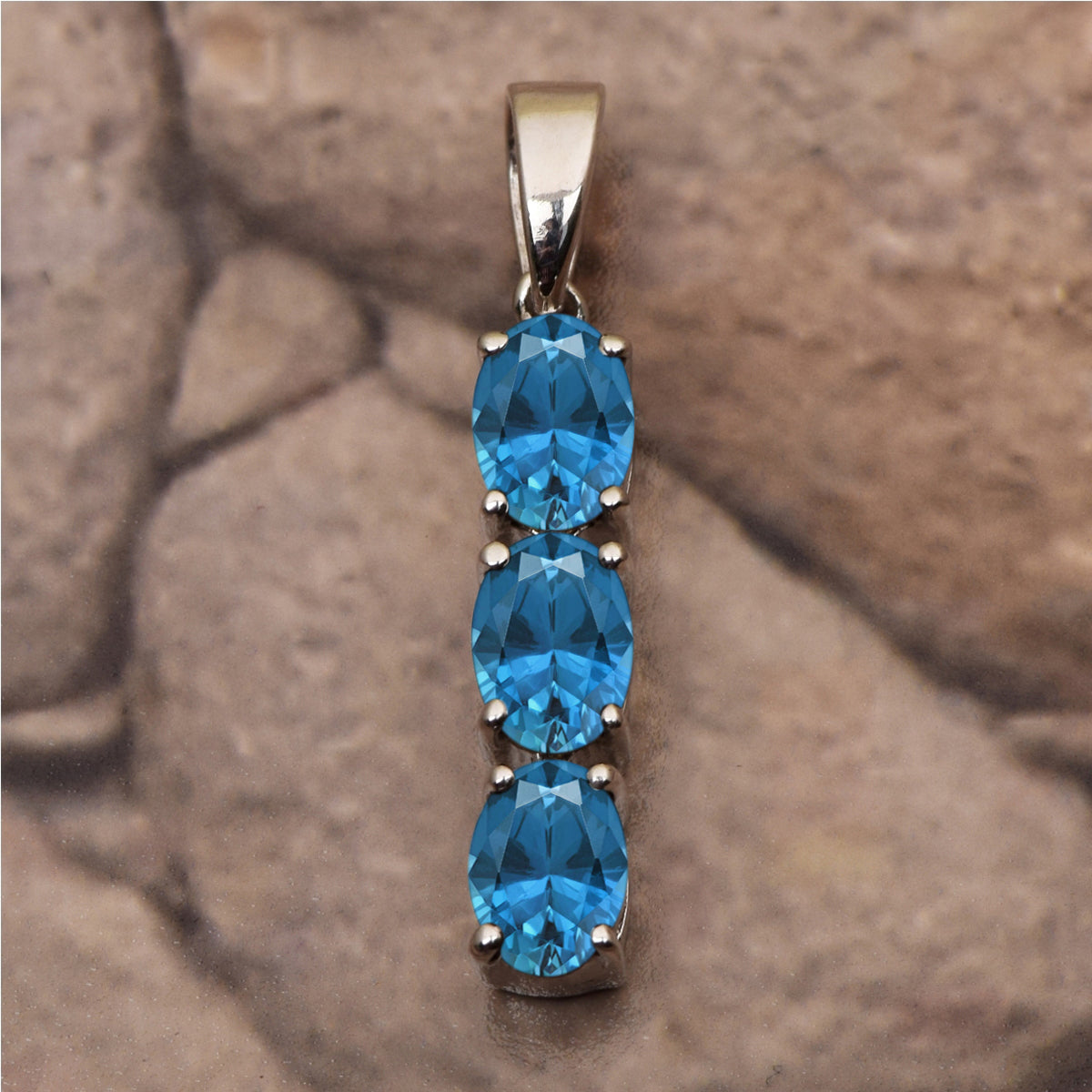 Three Oval Stone Multi Choice Gemstone Pendant
