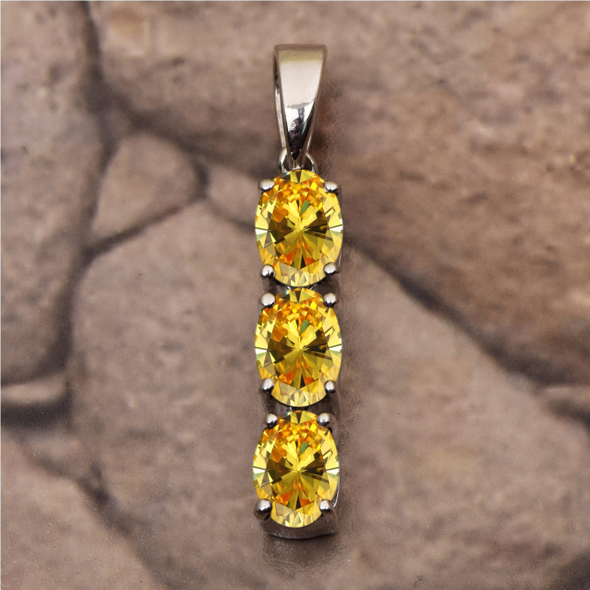 Three Oval Stone Multi Choice Gemstone Pendant