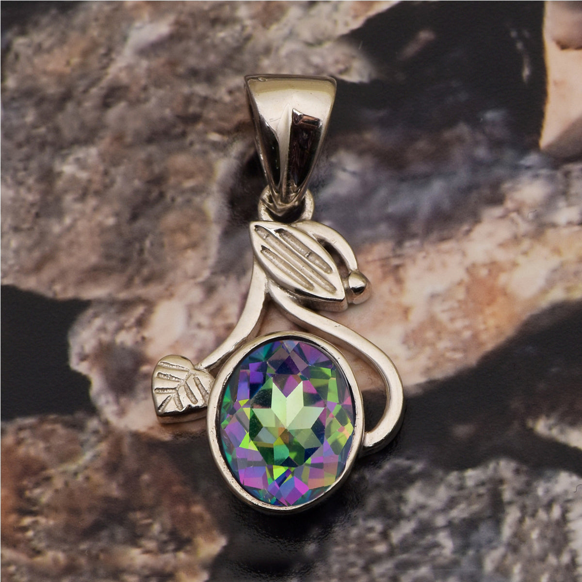 Flower Style Oval Cut Multi Choice Gemstone Pendant