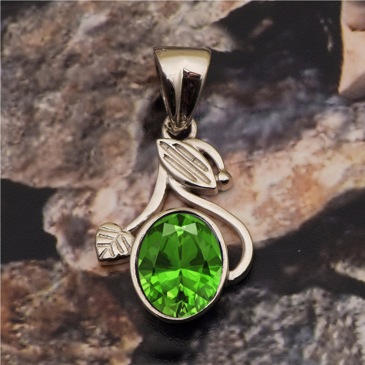Flower Style Oval Cut Multi Choice Gemstone Pendant