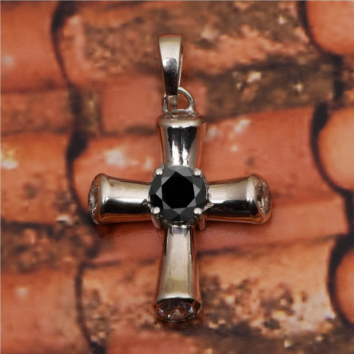 Multi Stone Cross Pendant -Sterling Silver