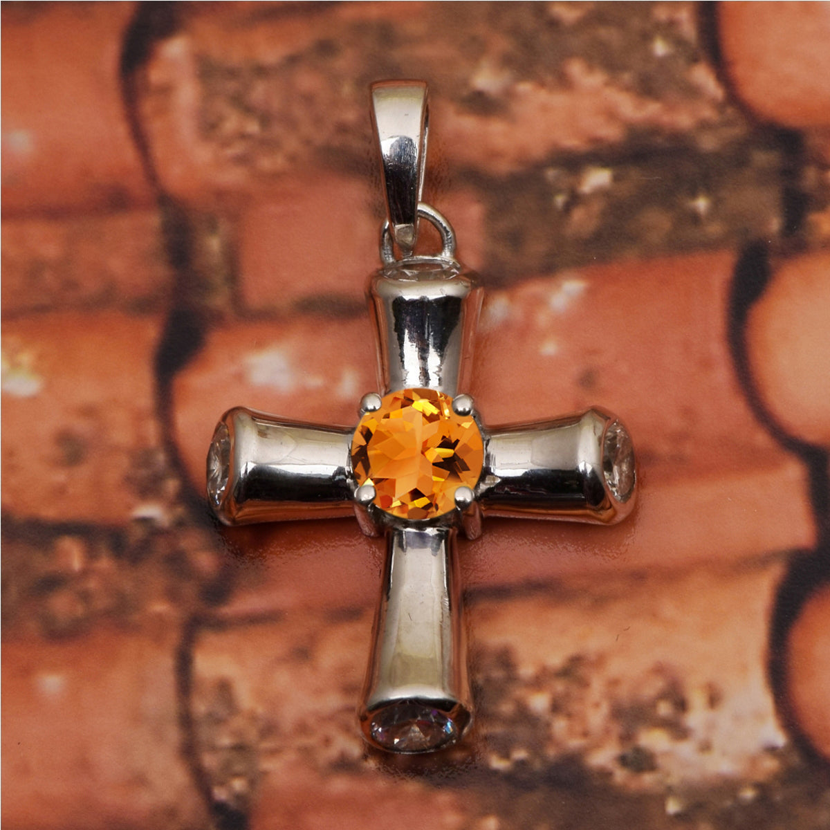 Multi Stone Cross Pendant -Sterling Silver
