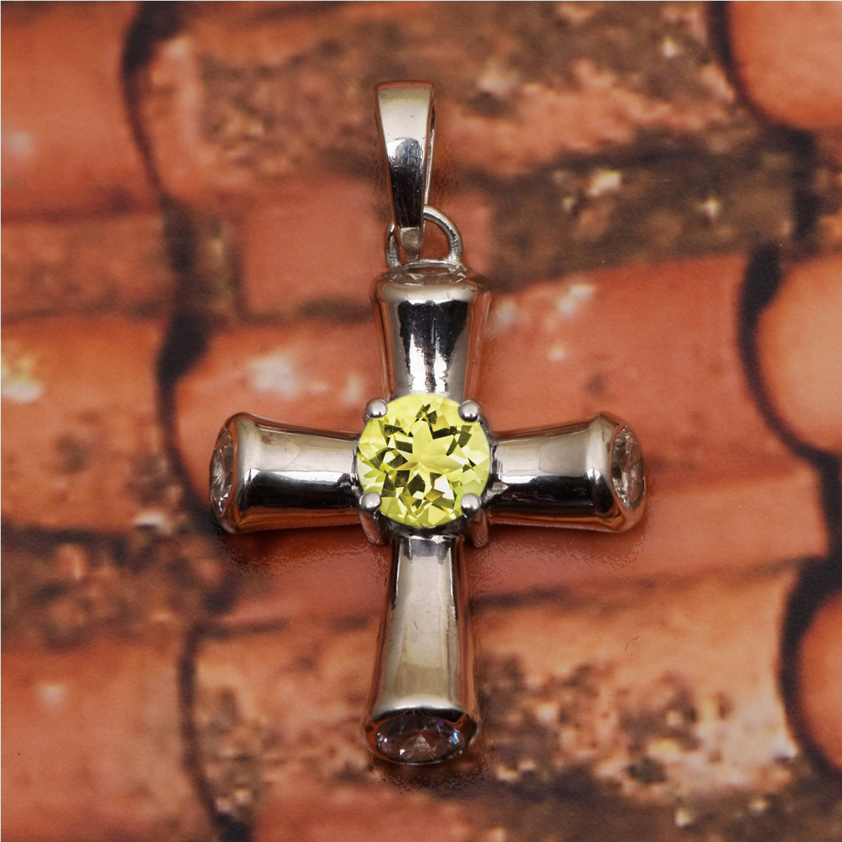 Multi Stone Cross Pendant -Sterling Silver