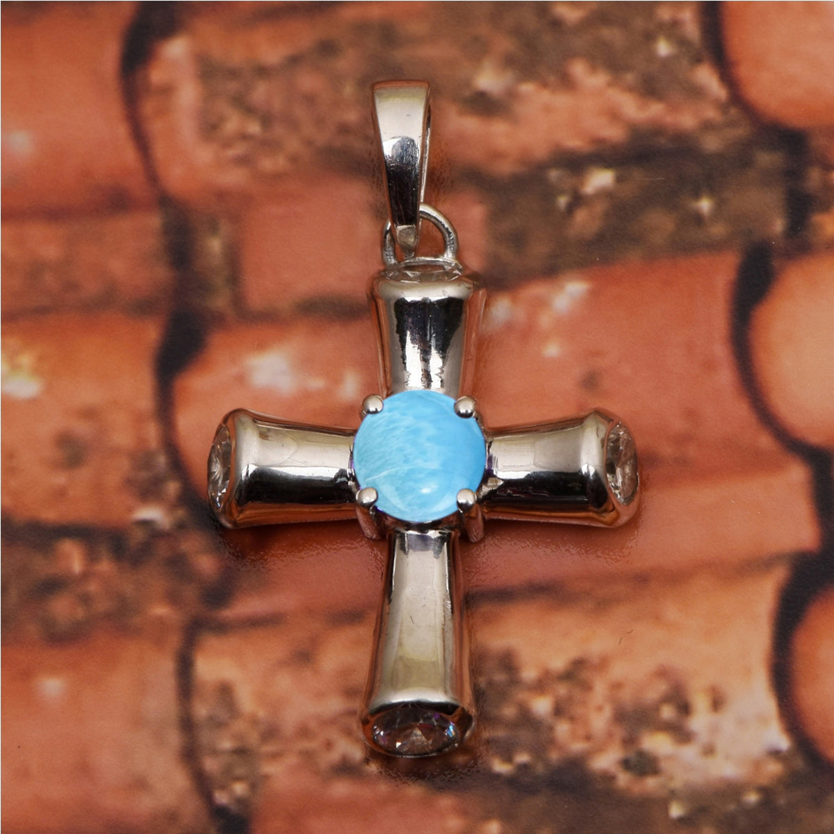 Multi Stone Cross Pendant -Sterling Silver
