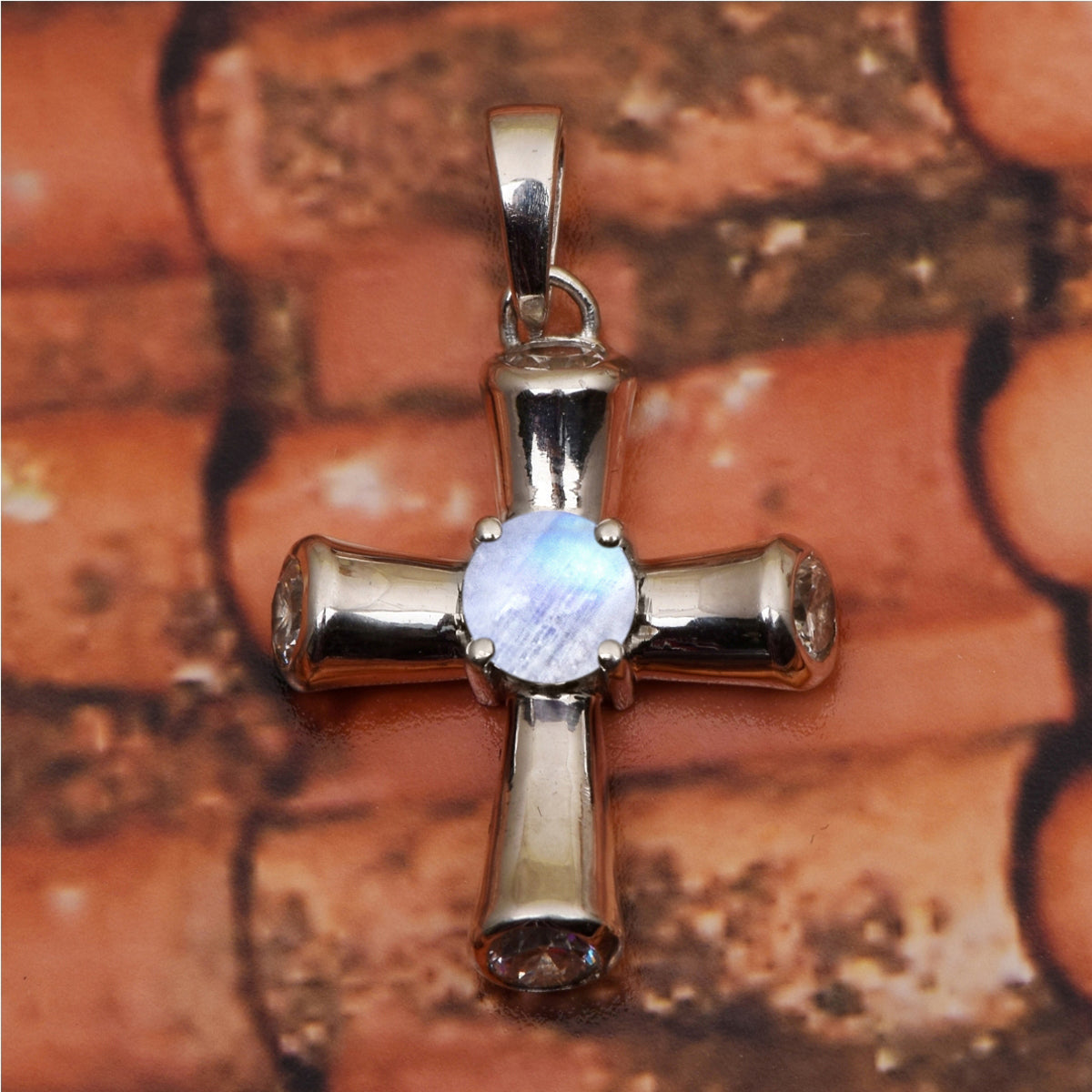Multi Stone Cross Pendant -Sterling Silver