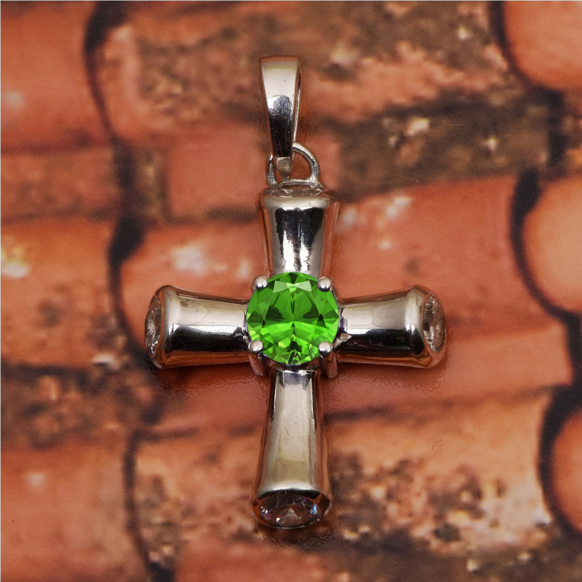 Multi Stone Cross Pendant -Sterling Silver