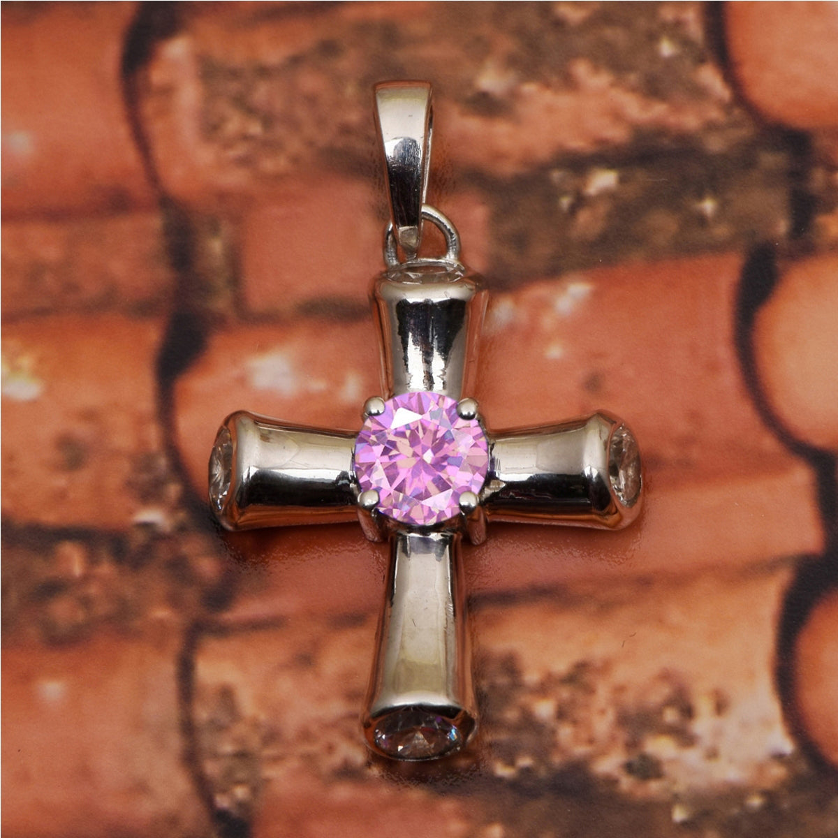 Multi Stone Cross Pendant -Sterling Silver
