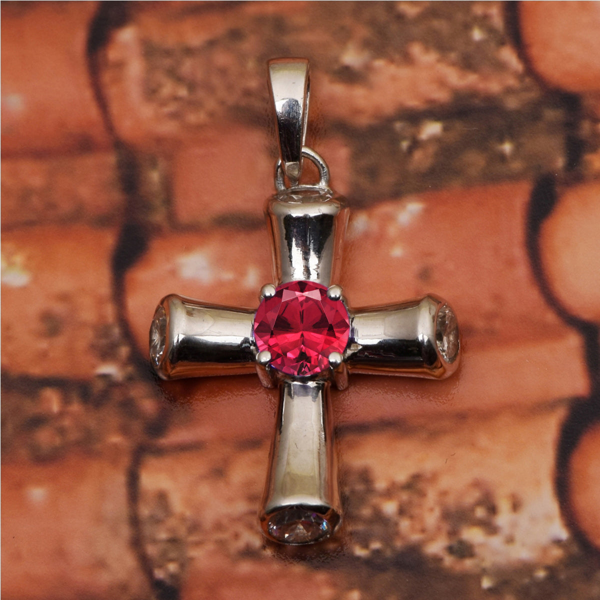Multi Stone Cross Pendant -Sterling Silver