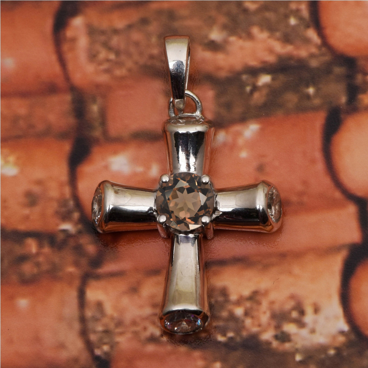 Multi Stone Cross Pendant -Sterling Silver