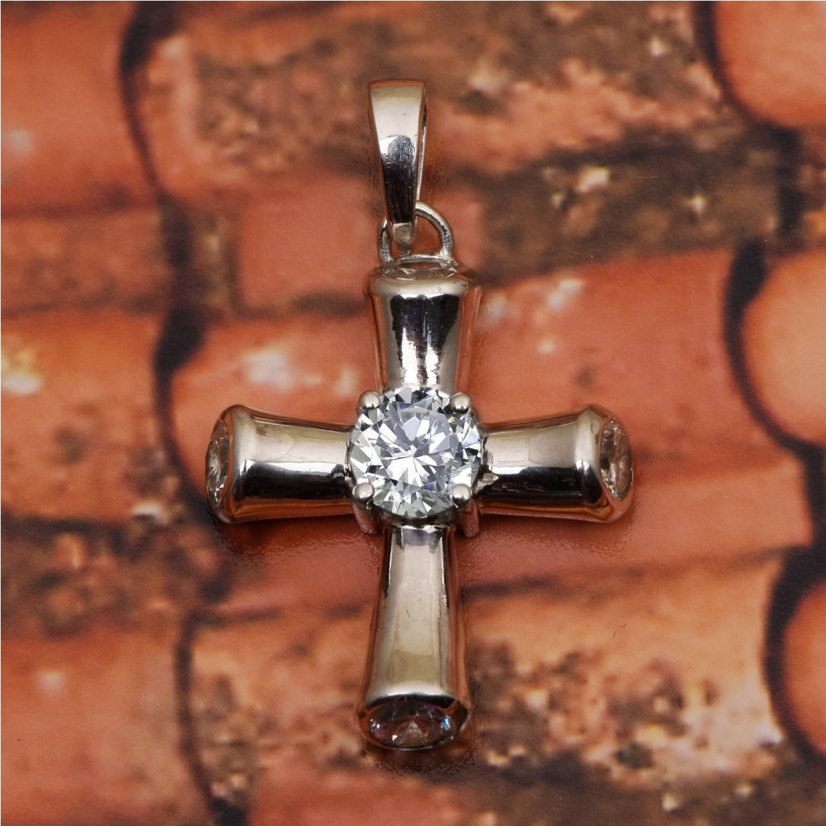 Multi Stone Cross Pendant -Sterling Silver
