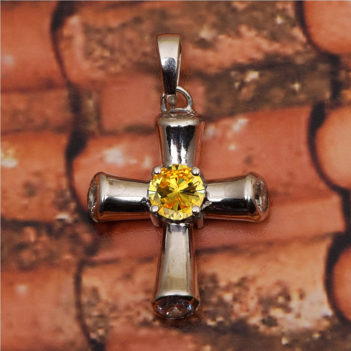 Multi Stone Cross Pendant -Sterling Silver