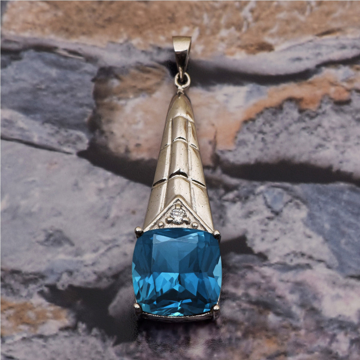 Tear Drop Cushion Set Multi Choice Gemstone Pendant