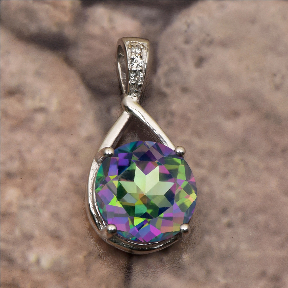 Art Deco Round Cut Multi Choice Gemstone Pendant