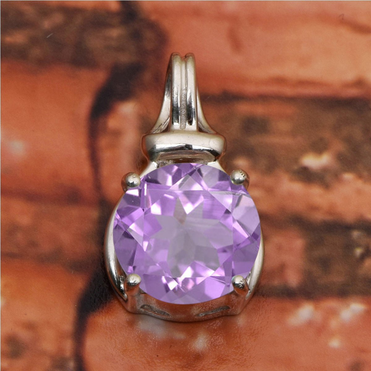 Ciondolo solitario con pietra preziosa a taglio rotondo multiscelta