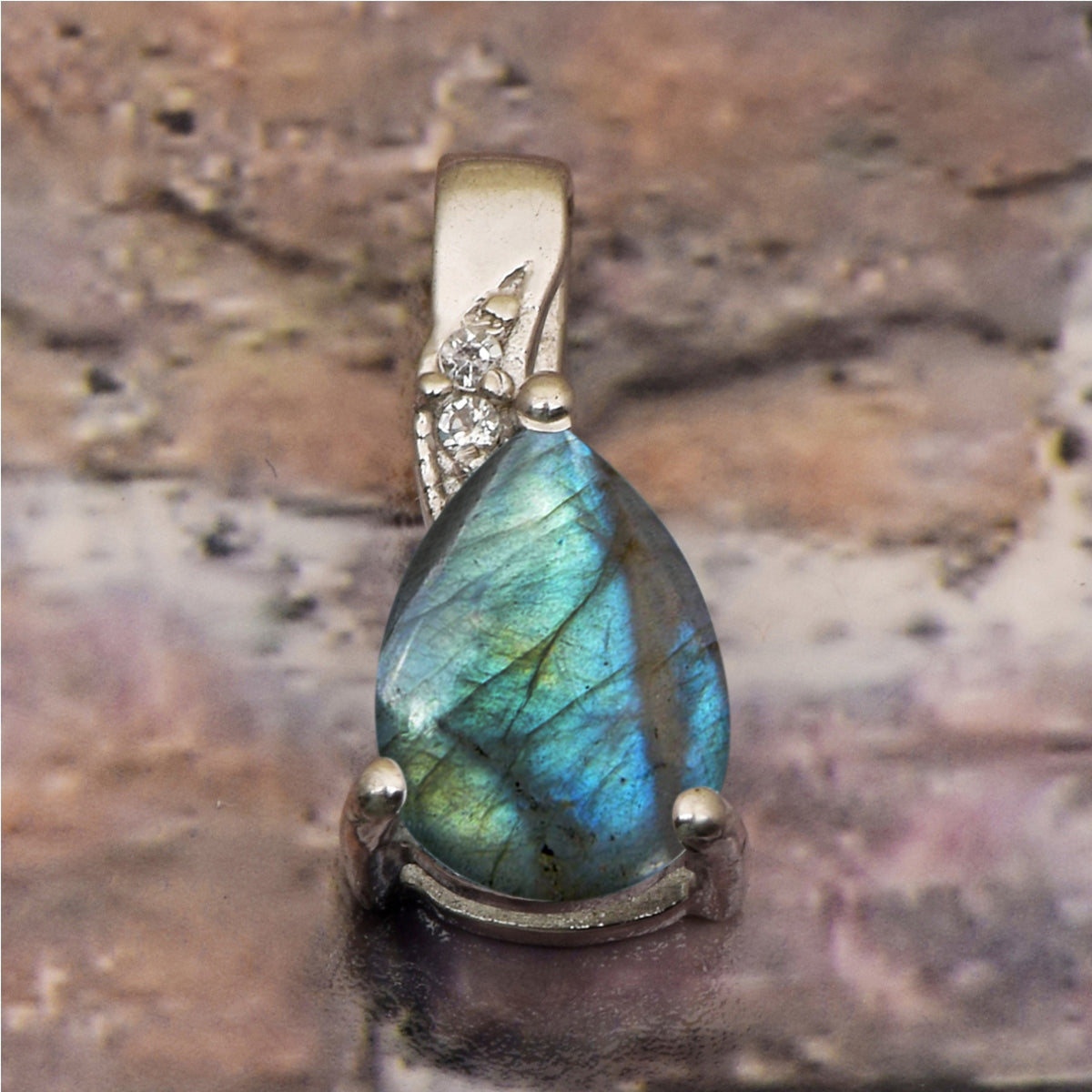 Art Deco Pear Cut Multi Choice Gemstone Pendant