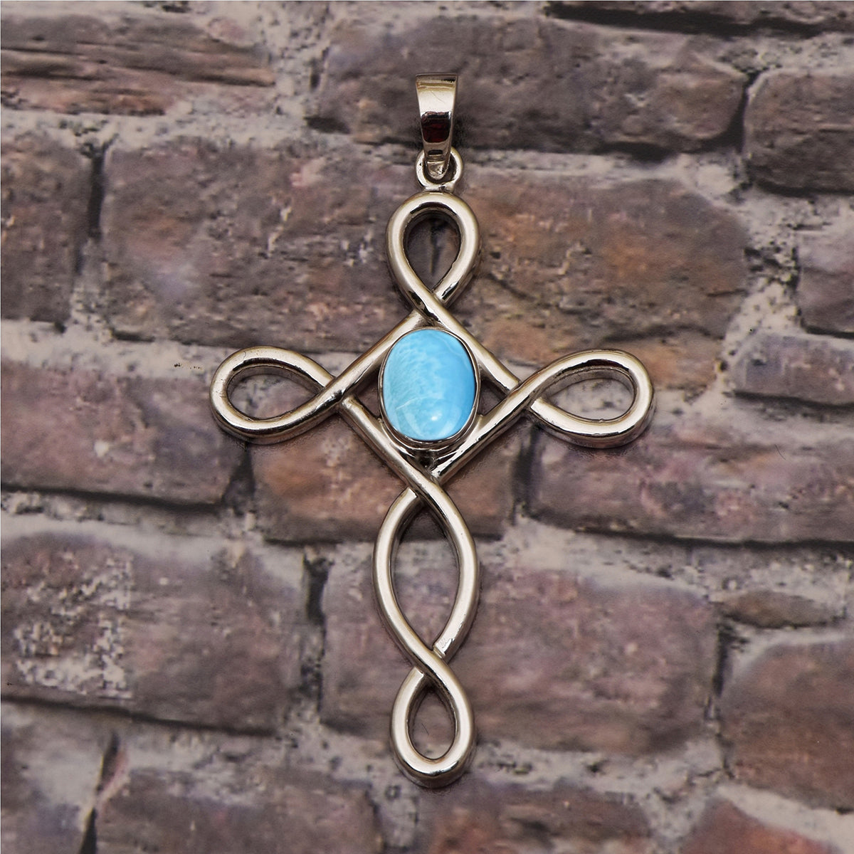 Multi Stone Infinity Loop Cross Pendant -Sterling Silver