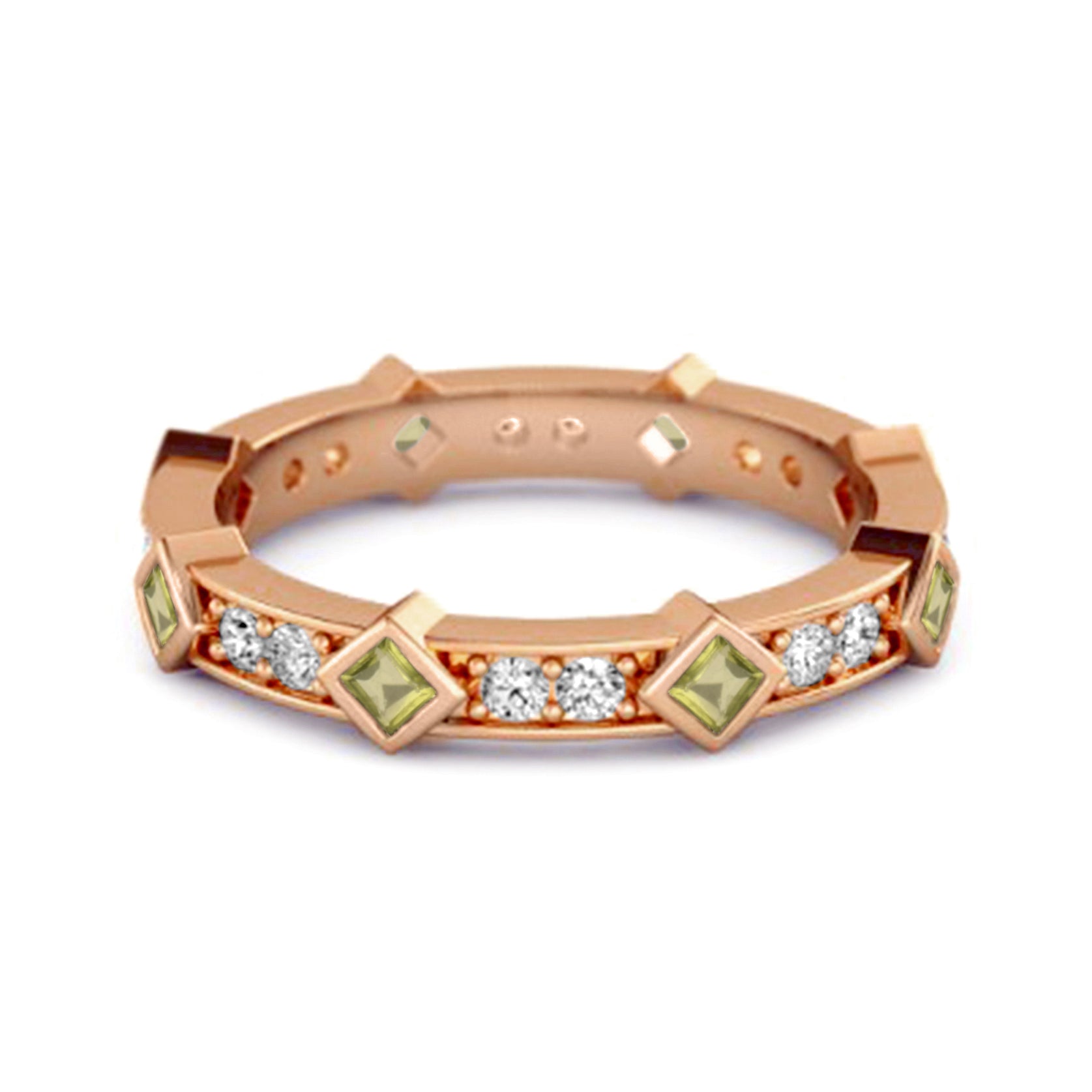 Peridot Eternity Band Ring – Sterling Silver