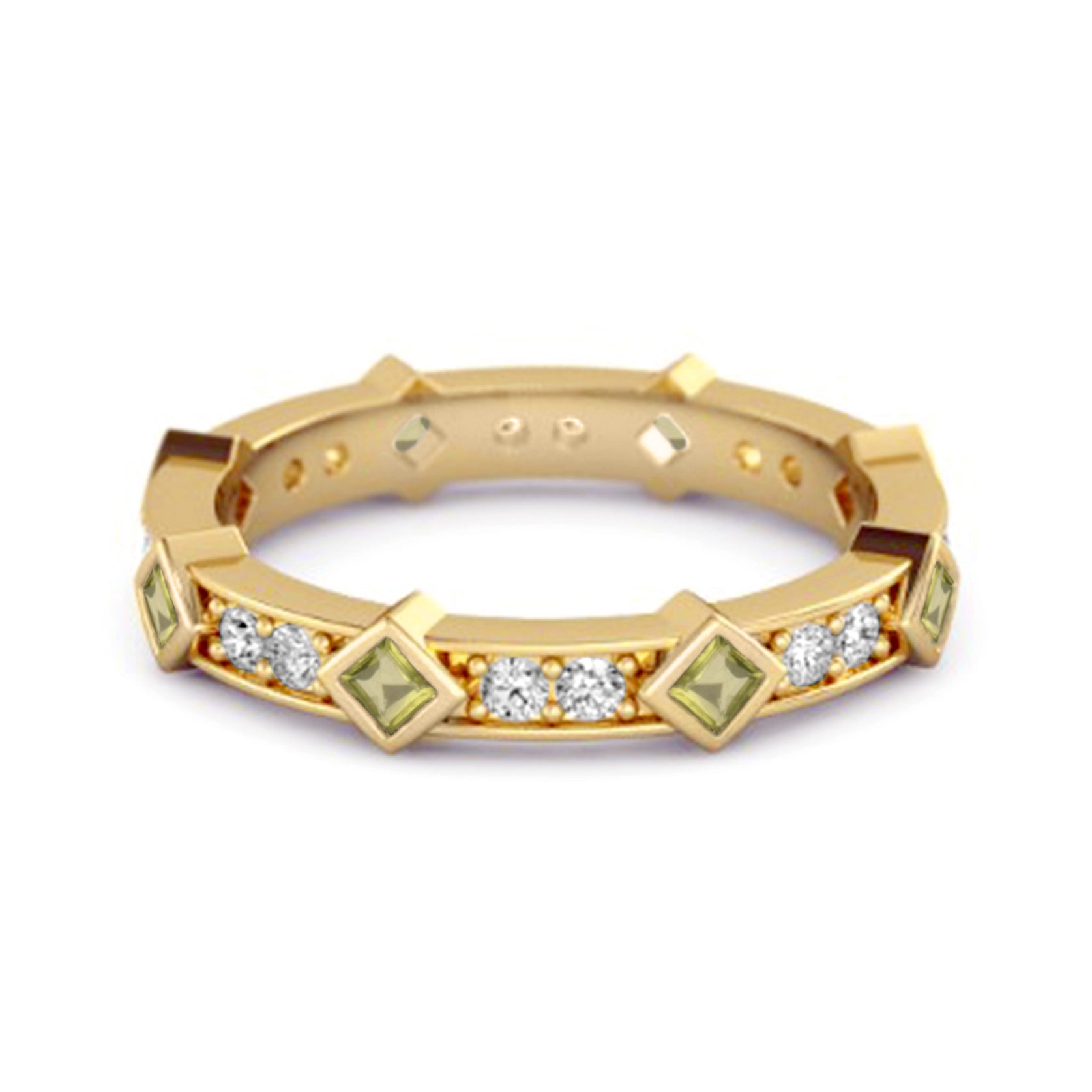 Peridot Eternity Band Ring – Sterling Silver