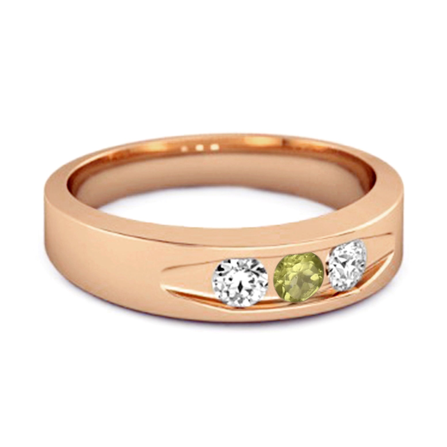 Peridot Three Stone Band Ring - Sterling Silver