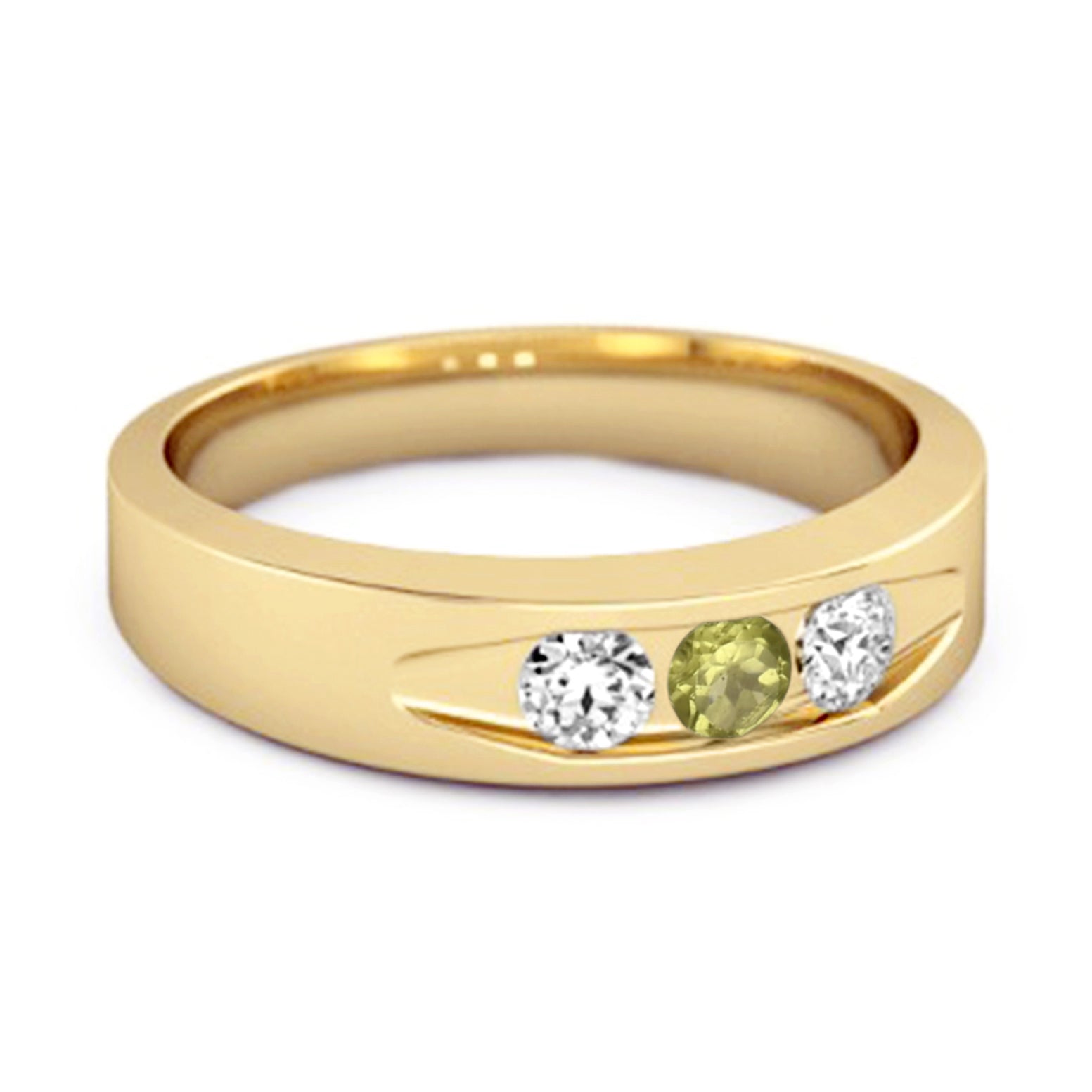 Peridot Three Stone Band Ring - Sterling Silver
