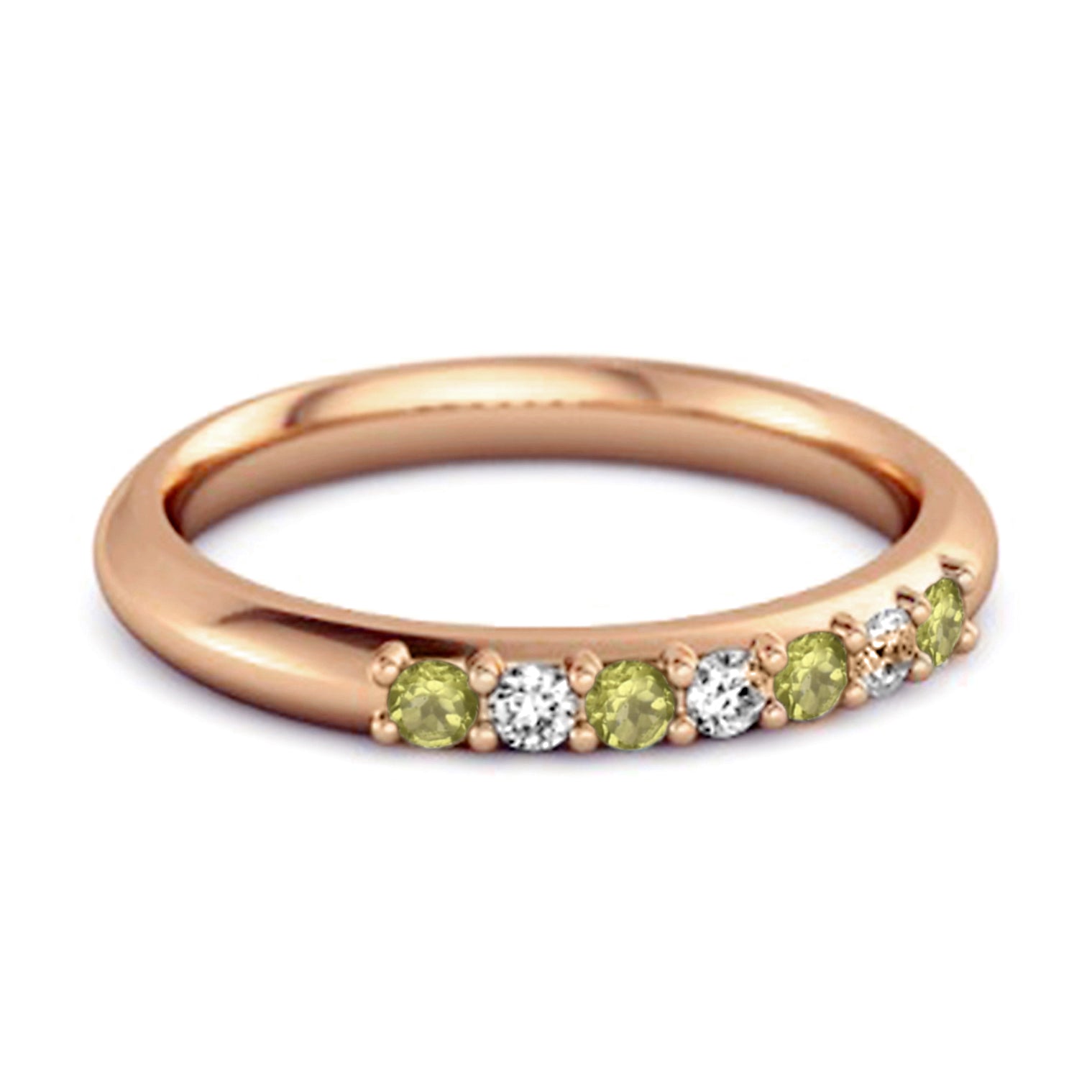 Anello dell'eternità in argento sterling 925 con peridoto, impilabile e non coordinato