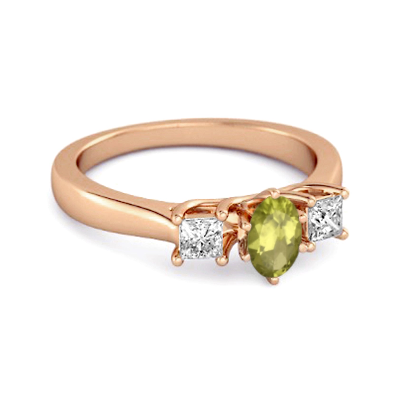 Peridot Elegant Three Stone Ring - Sterling Silver