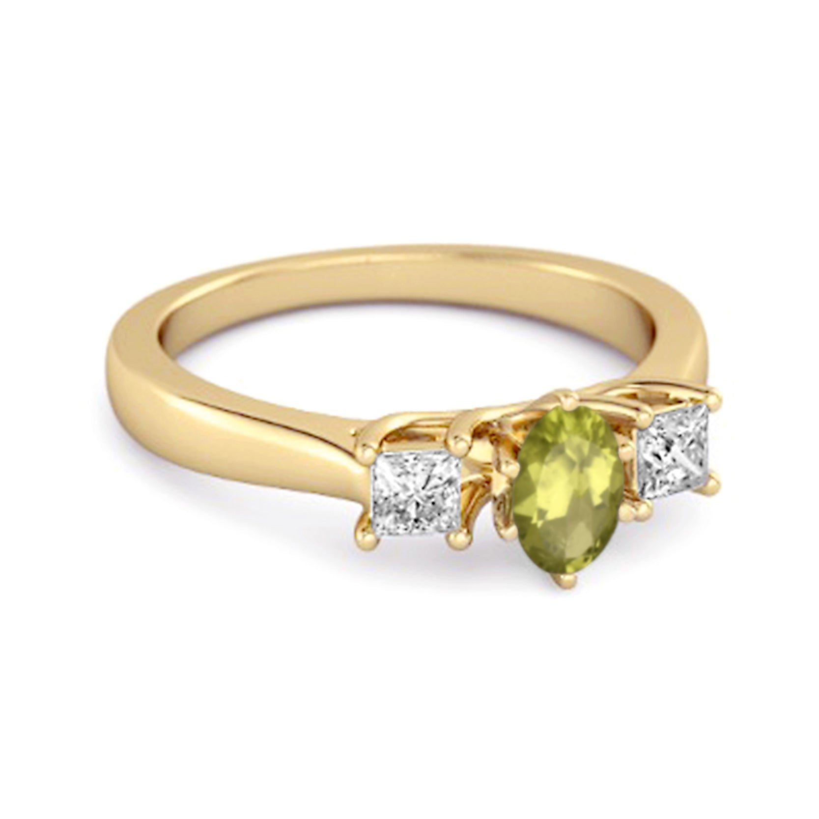 Peridot Elegant Three Stone Ring - Sterling Silver