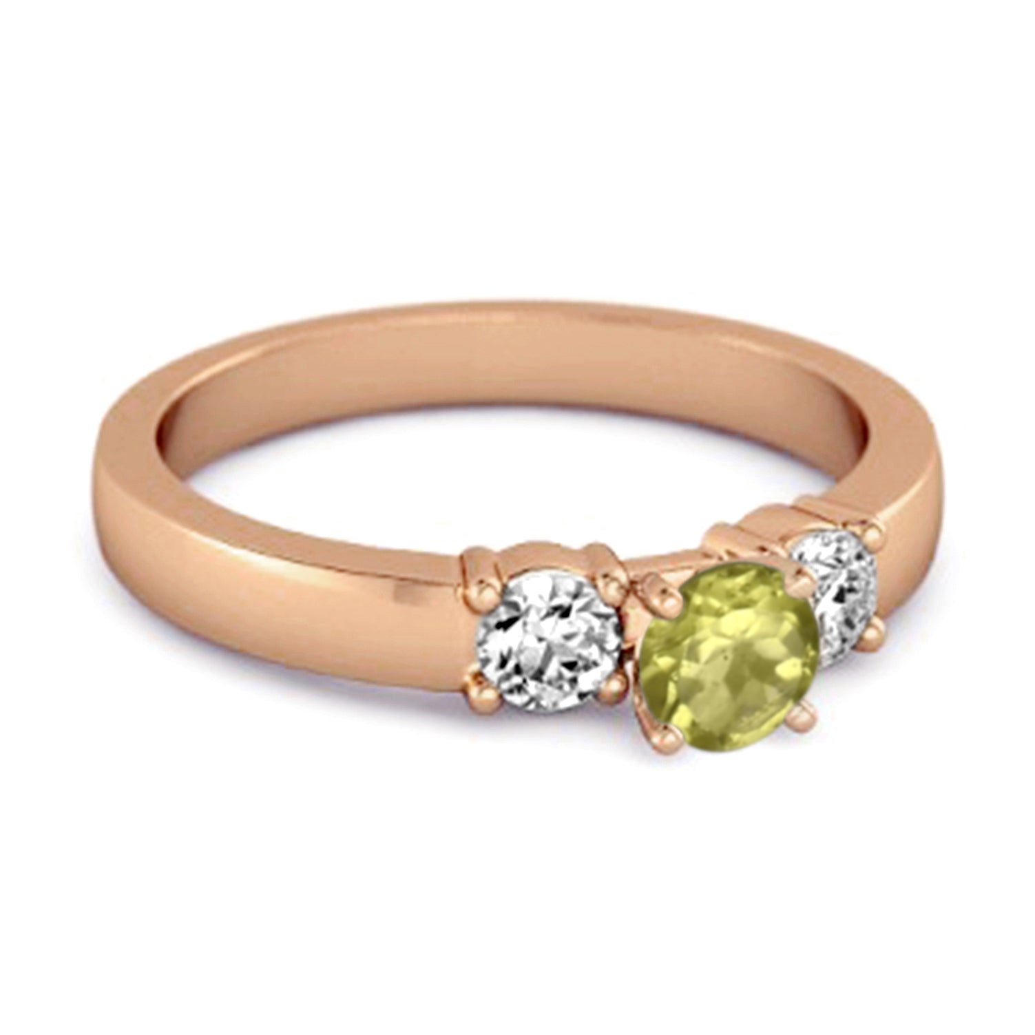 Peridot Elegant Three Stone Ring - Sterling Silver