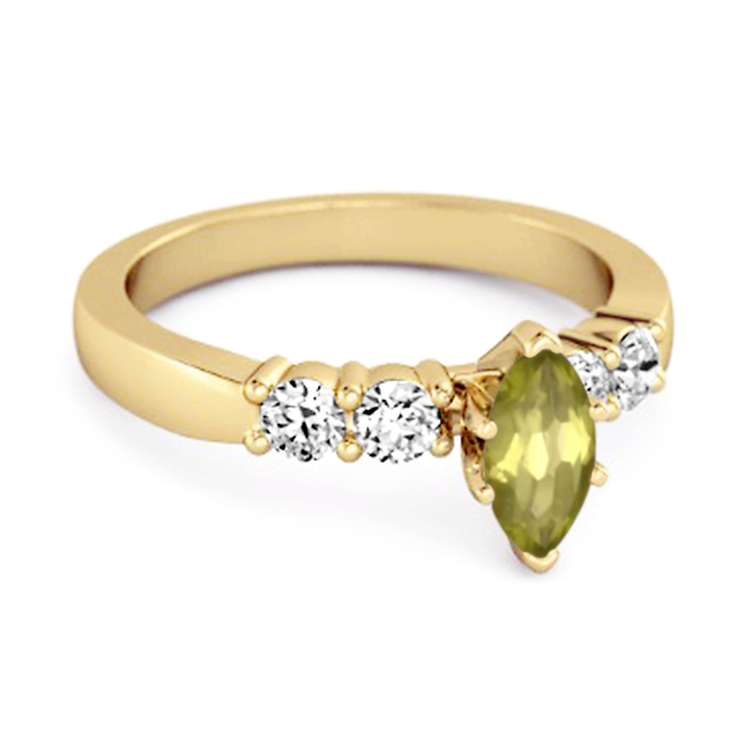 Anello Wishbone Princess Ariana in peridoto taglio marquise da 0,10 ct