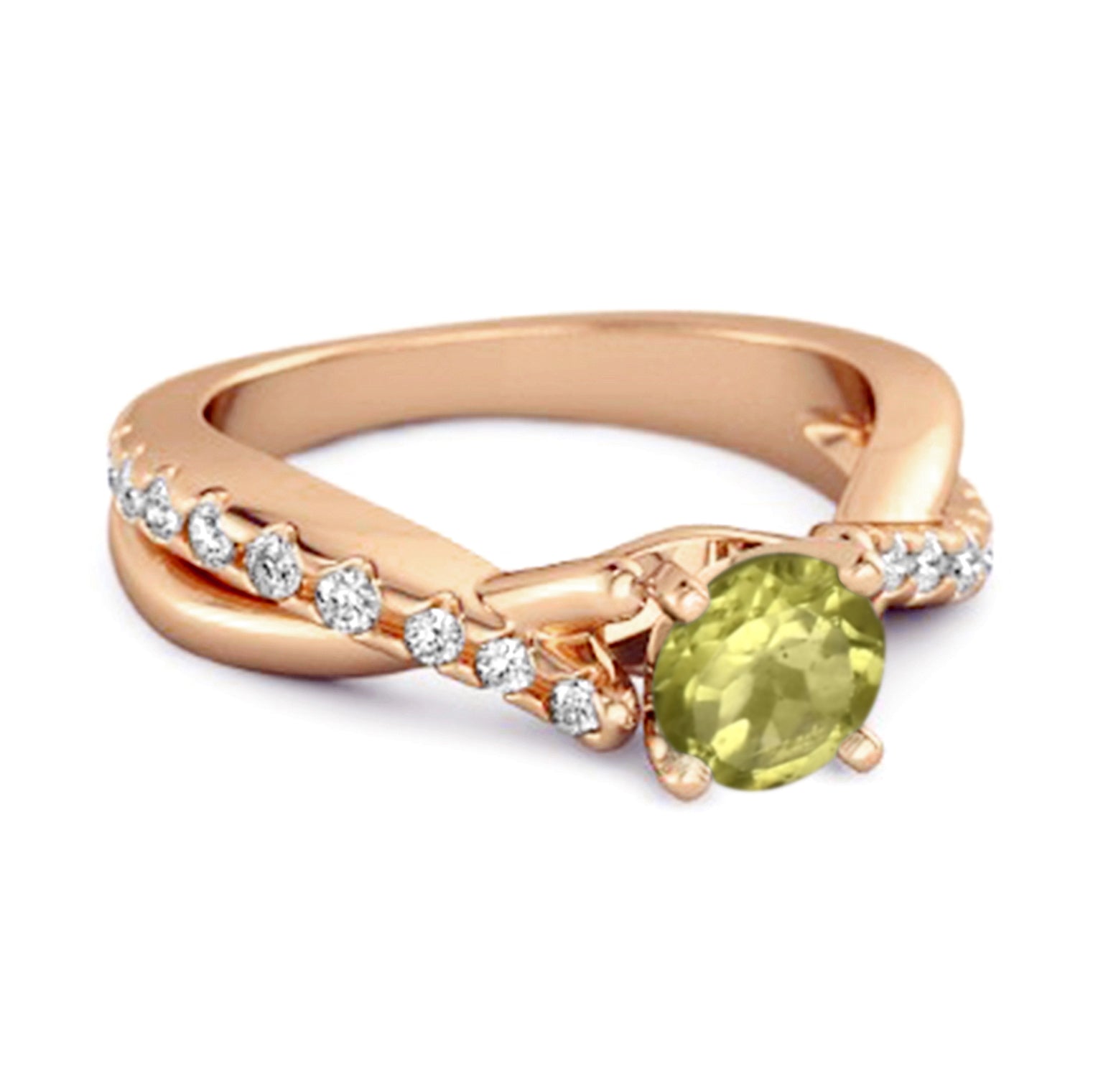 Anello con gambo intrecciato in argento sterling 925 con accenti di peridoto