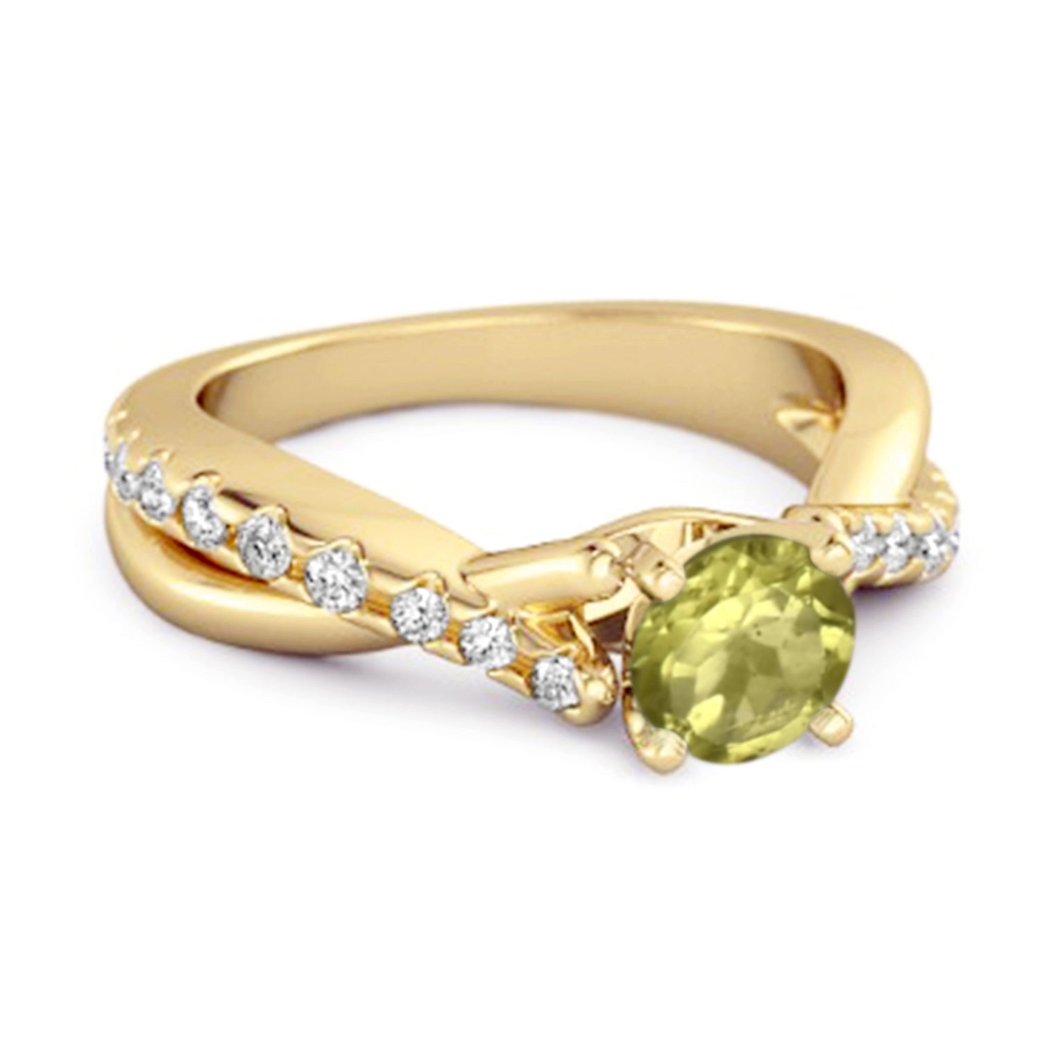 Anello con gambo intrecciato in argento sterling 925 con accenti di peridoto