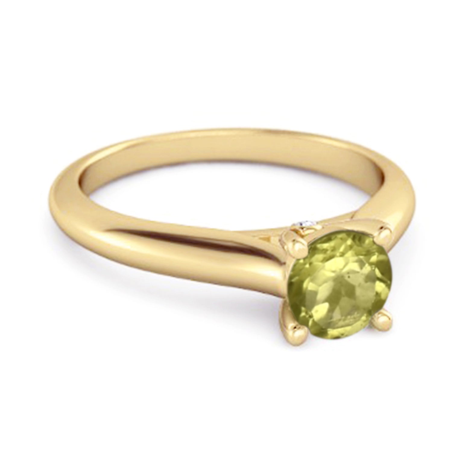 Peridot Round Solitaire Ring – Sterling Silver