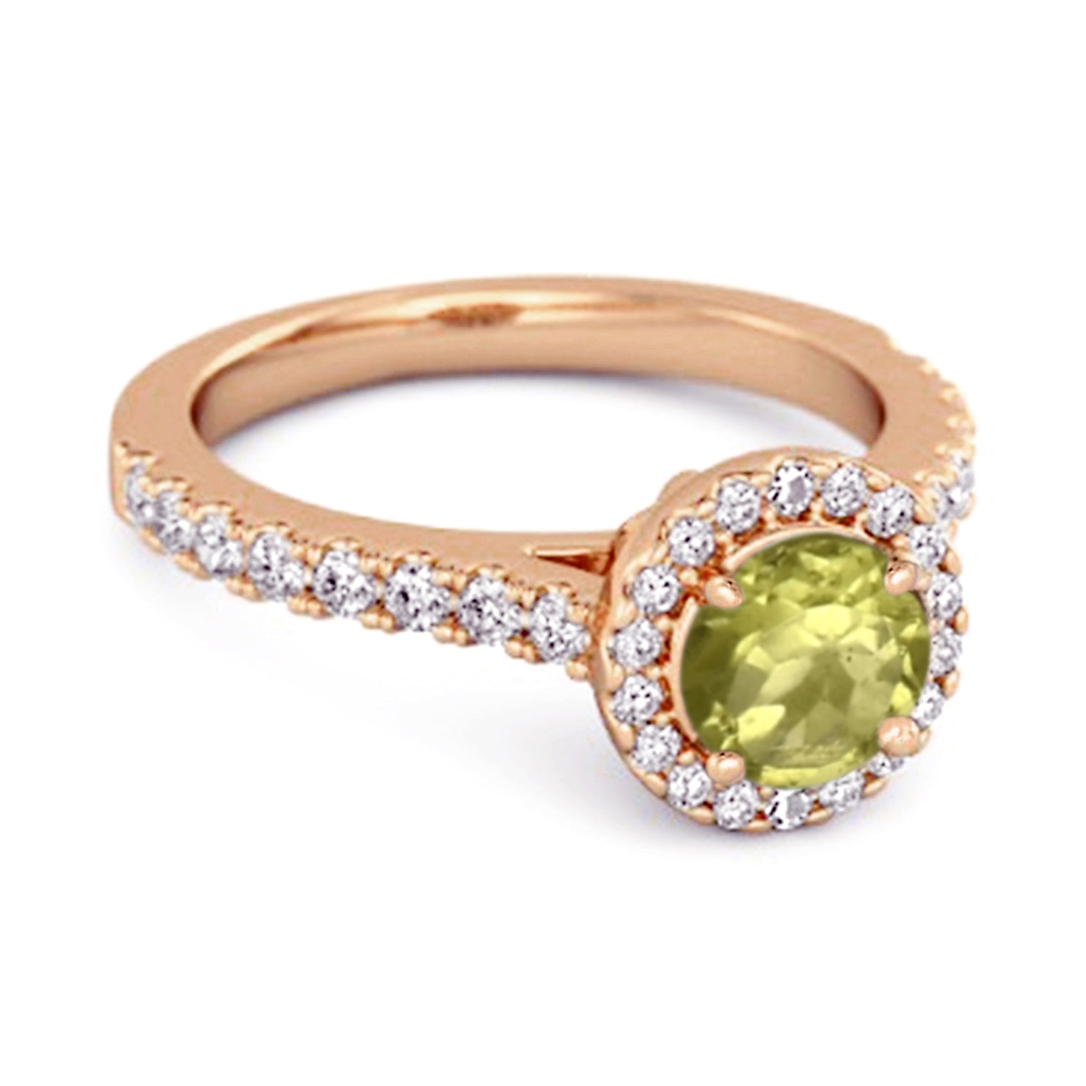 Peridot Round Halo Accents Ring – Sterling Silver