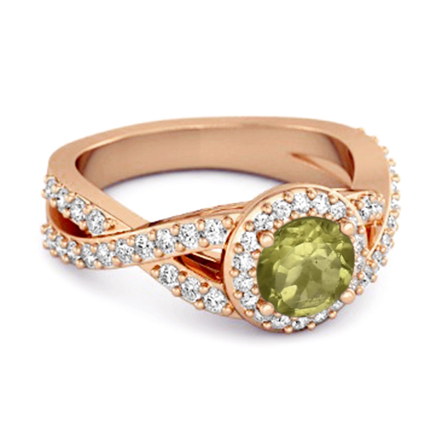 Anello infinito in argento sterling 925 con accenti solitari e peridoto