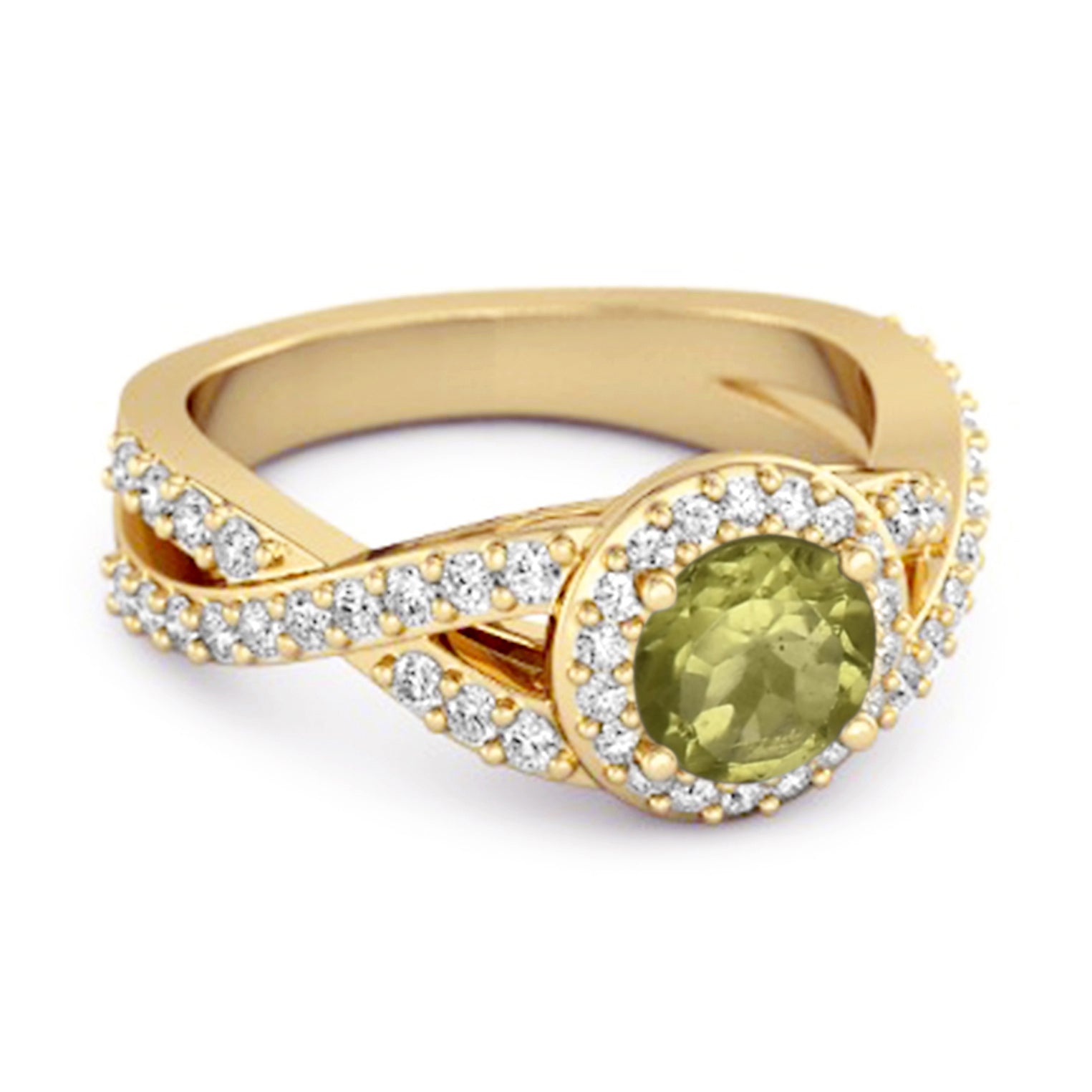 Anello infinito in argento sterling 925 con accenti solitari e peridoto