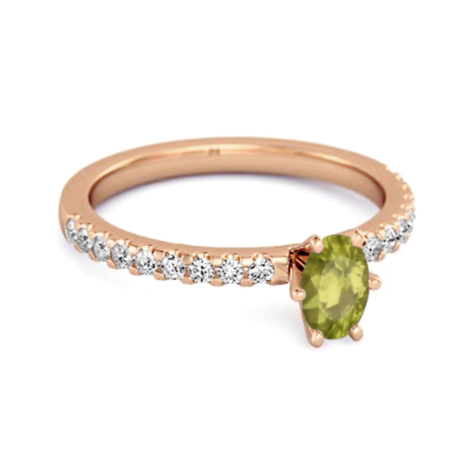 Peridot Oval Solitaire Ring – Sterling Silver