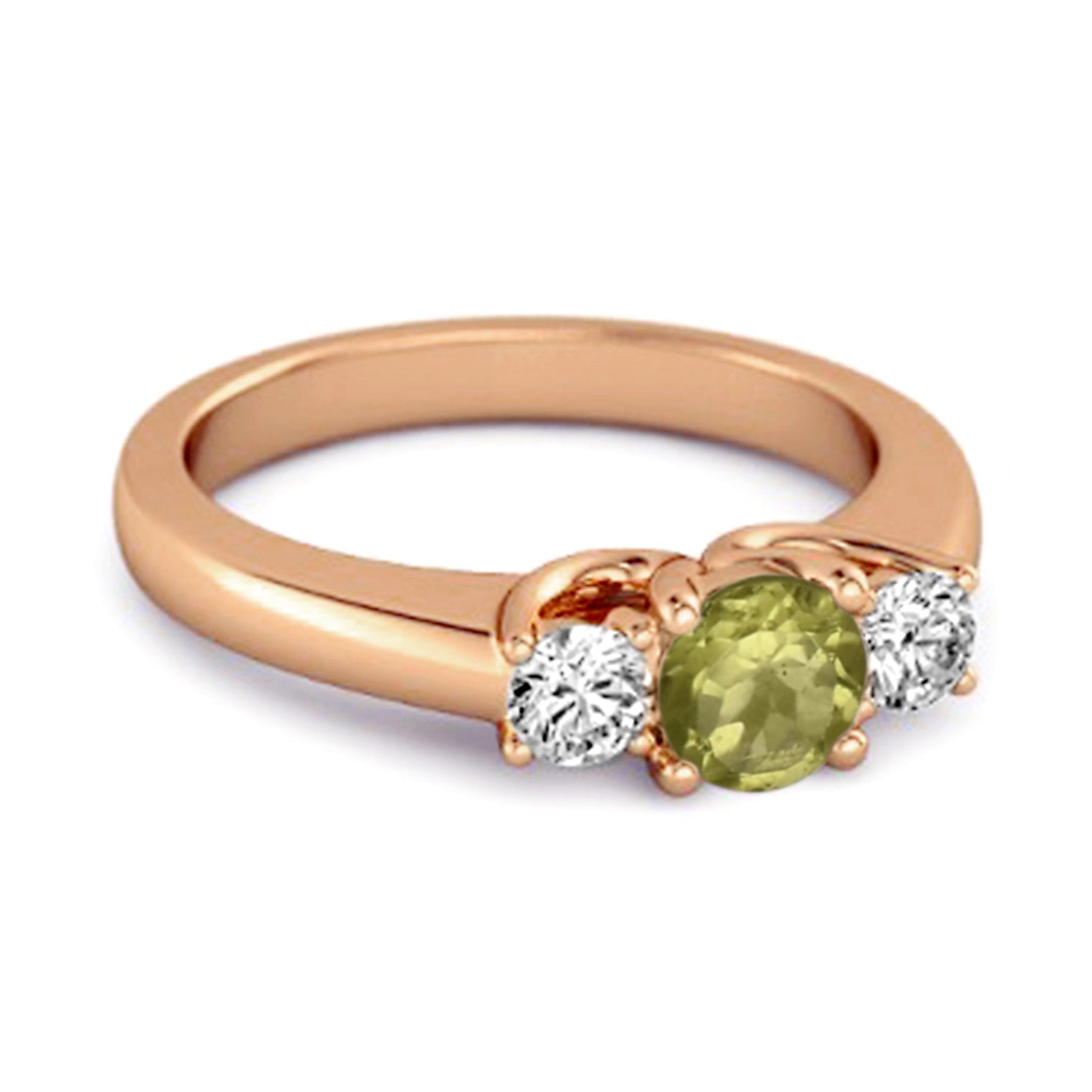 Peridot Round Three Stone Ring – Sterling Silver