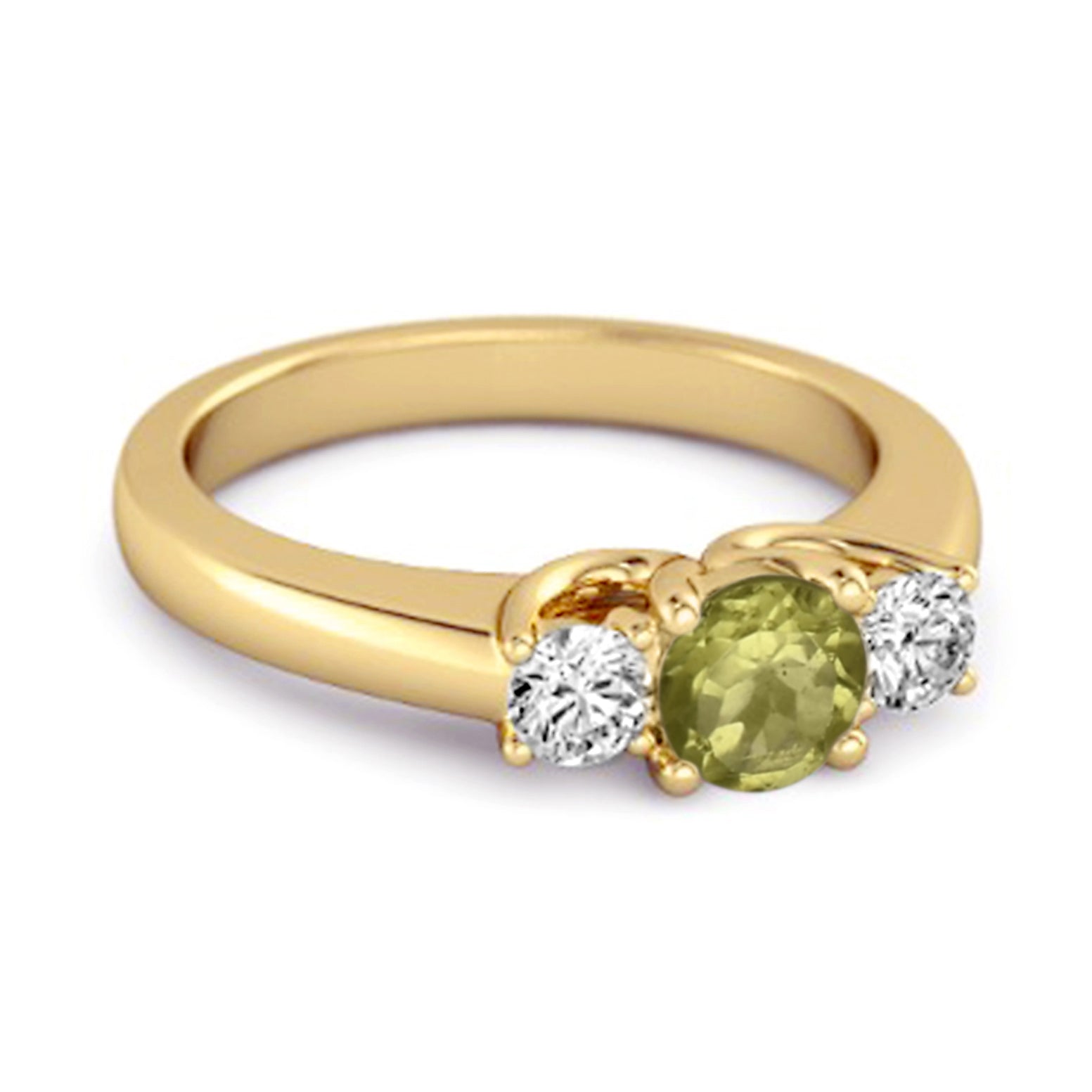 Peridot Round Three Stone Ring – Sterling Silver