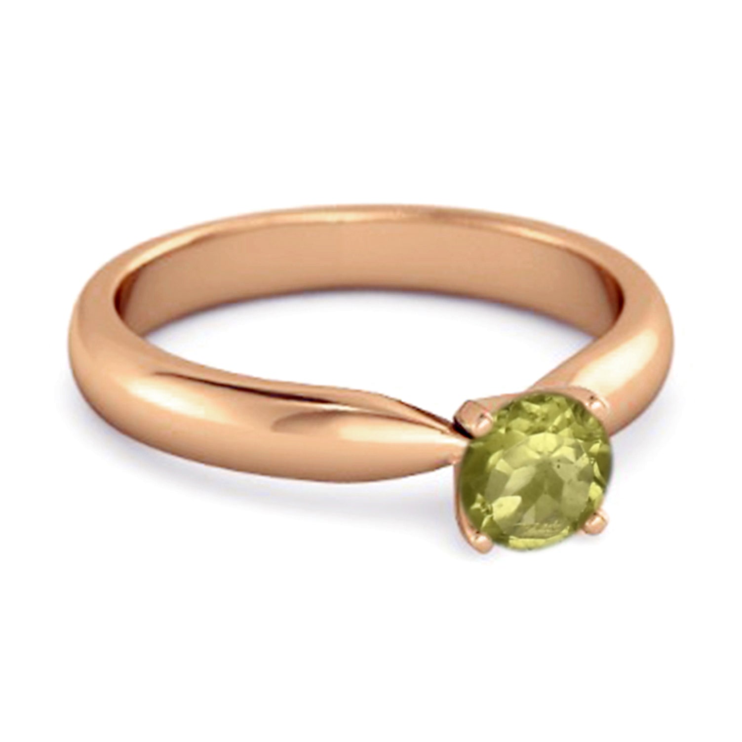 Peridot Classic Solitaire Ring - Sterling Silver