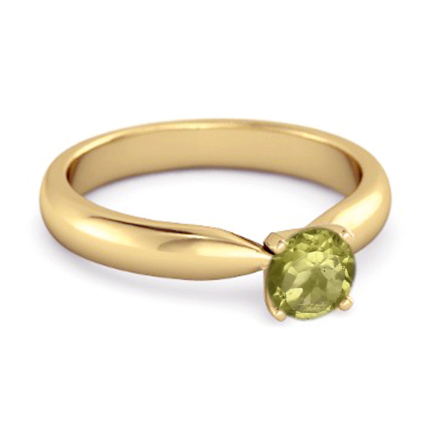 Peridot Classic Solitaire Ring - Sterling Silver