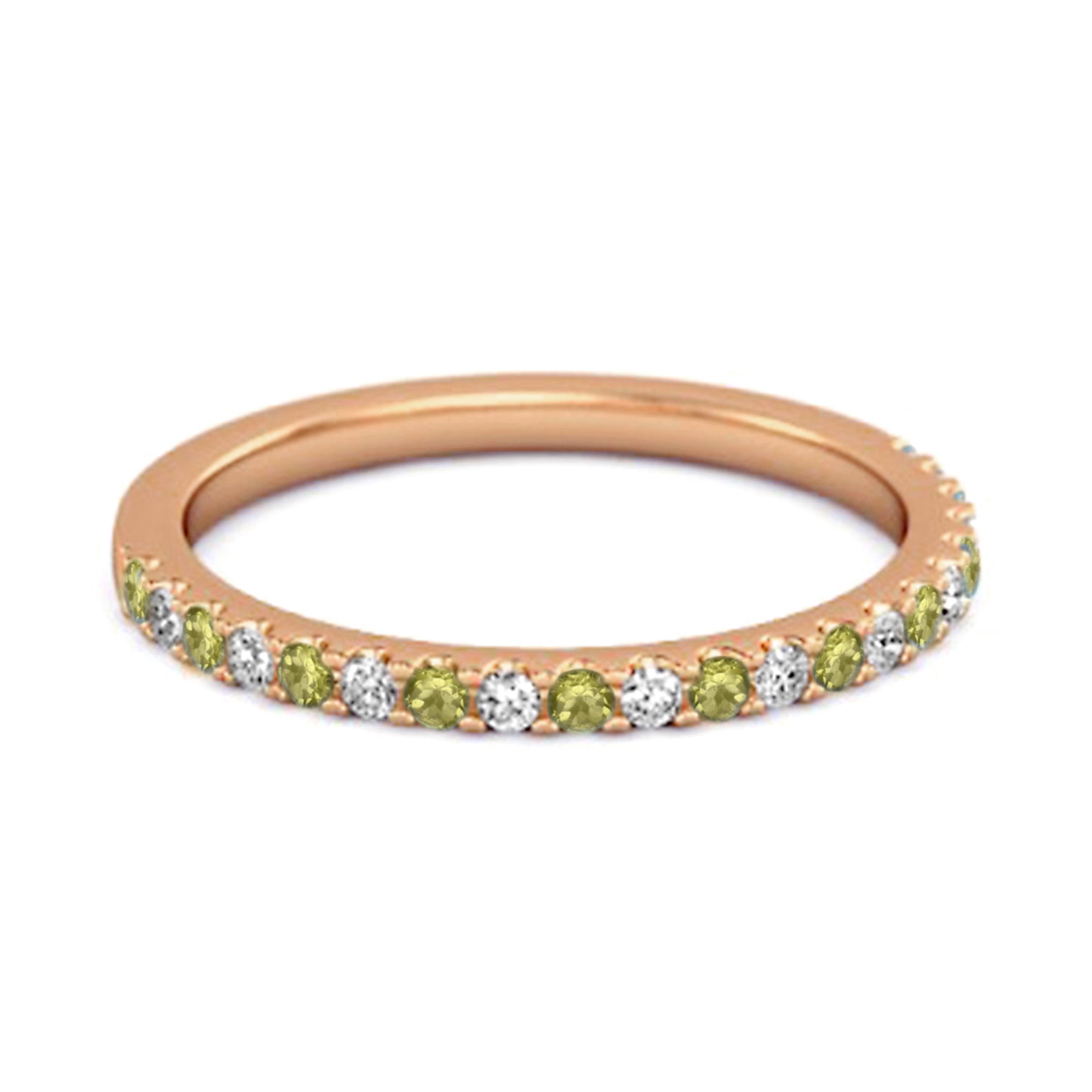 Peridot Eternity Band Ring - Sterling Silver