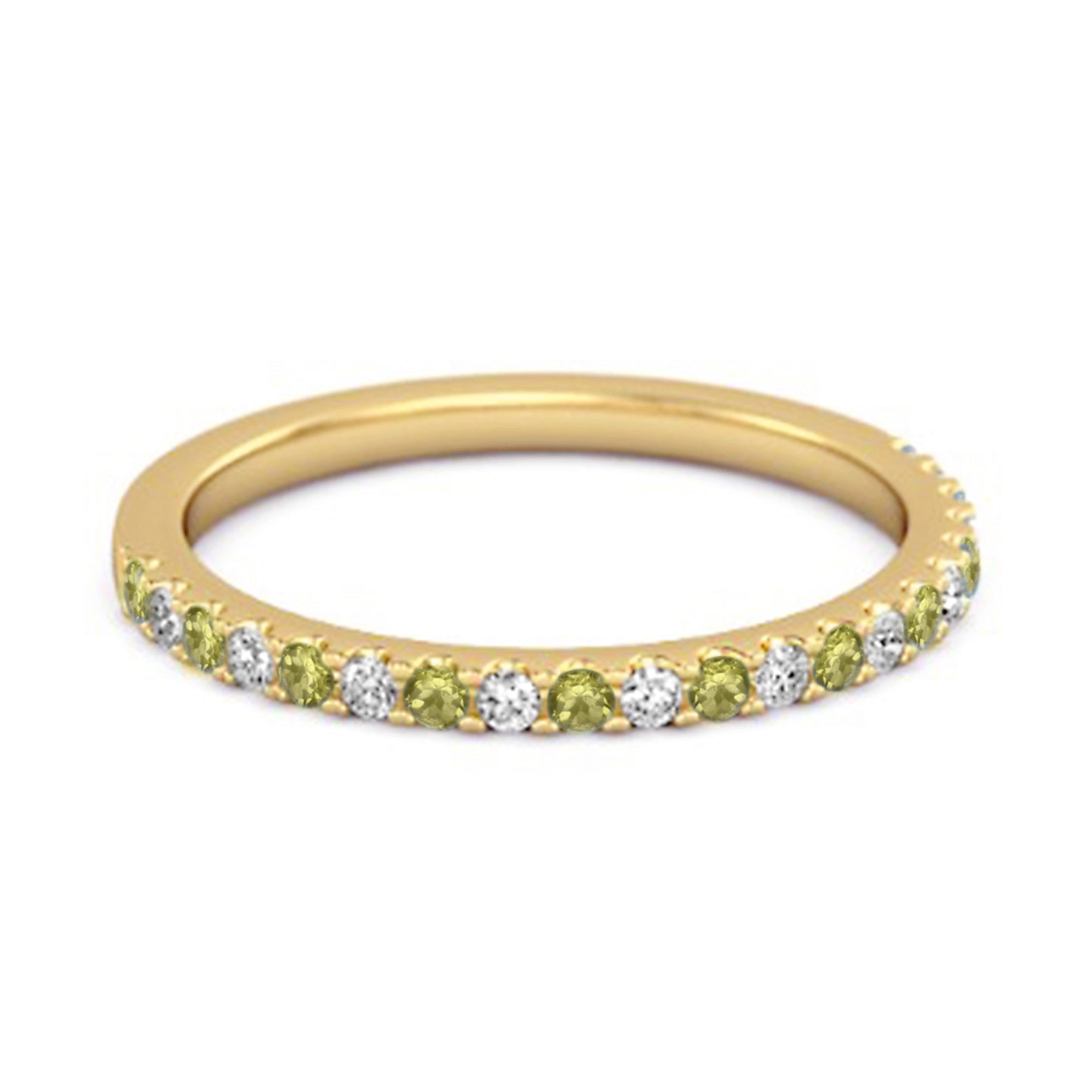 Peridot Eternity Band Ring - Sterling Silver
