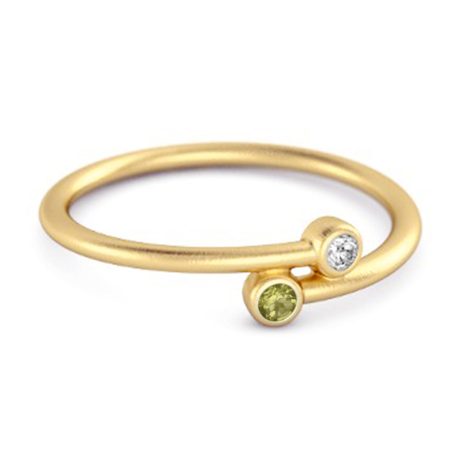Peridot Open Bezel Two-Stone Ring - Sterling Silver
